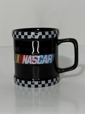 NASCAR Black Checkered Flag Coffee Mug Racing Ceramic Cup Official Logo Mug